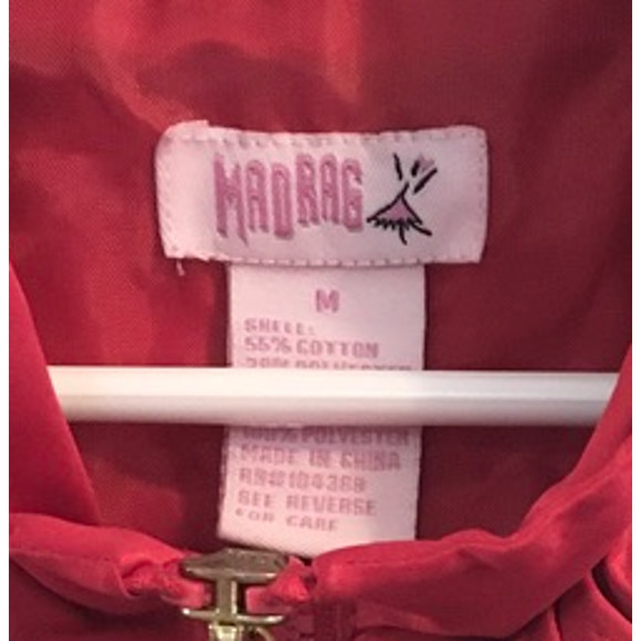 VTG MADRAG Full Zip Ruffled Bomber Jacket in Red SZ 6/7 - Picture 4 of 6